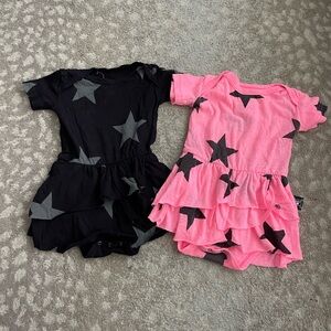 Nununu Black and Pink Star Bodysuits